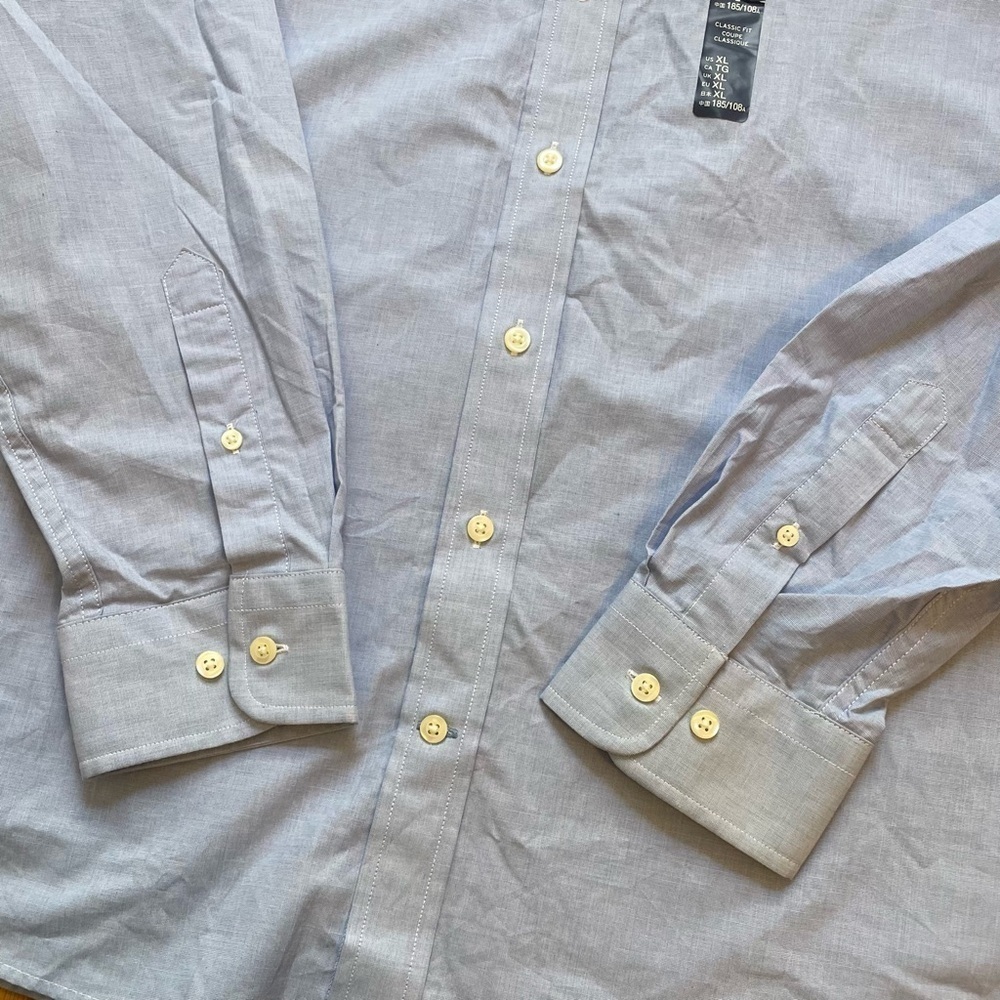 Gap Men’s All Day Poplin Button Down Shirt Size XL Classic Fit Blue Long Sleeve - Picture 4 of 11